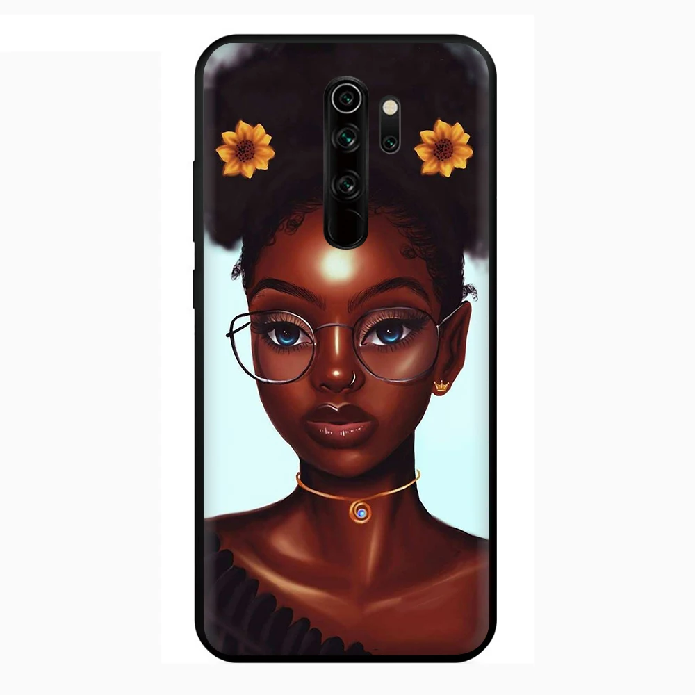 Karalienė Afro Melanino Poppin Juoda Mergaitė, Silikoninis Telefono dėklas, skirtas Xiaomi Redmi Pastaba 4X 5 6 7 8 9 Pro Max 8T 9S Galinį Dangtelį 1