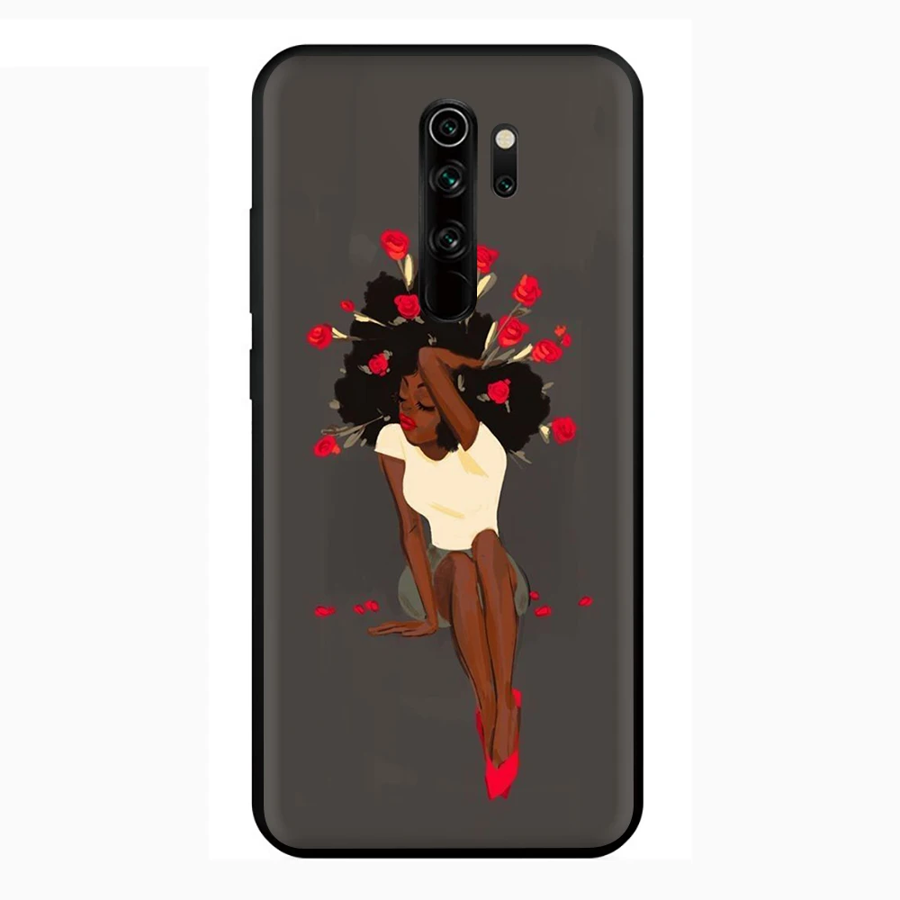 Karalienė Afro Melanino Poppin Juoda Mergaitė, Silikoninis Telefono dėklas, skirtas Xiaomi Redmi Pastaba 4X 5 6 7 8 9 Pro Max 8T 9S Galinį Dangtelį 4
