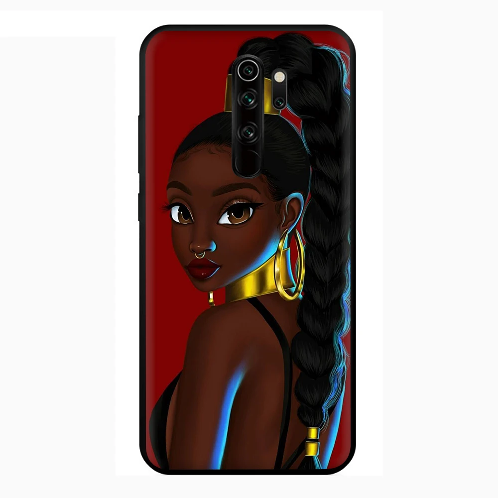 Karalienė Afro Melanino Poppin Juoda Mergaitė, Silikoninis Telefono dėklas, skirtas Xiaomi Redmi Pastaba 4X 5 6 7 8 9 Pro Max 8T 9S Galinį Dangtelį 5
