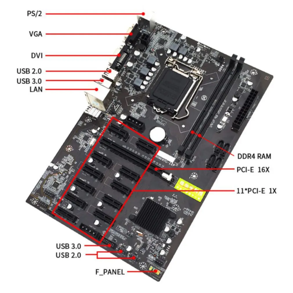 Už Asus B250 GAVYBOS EKSPERTAS 12 PCIE gavybos platformą BTC ETH Kasybos Plokštė LGA1151 USB3.0 SATA3 Intel B250 B250M DDR4 naujas 1