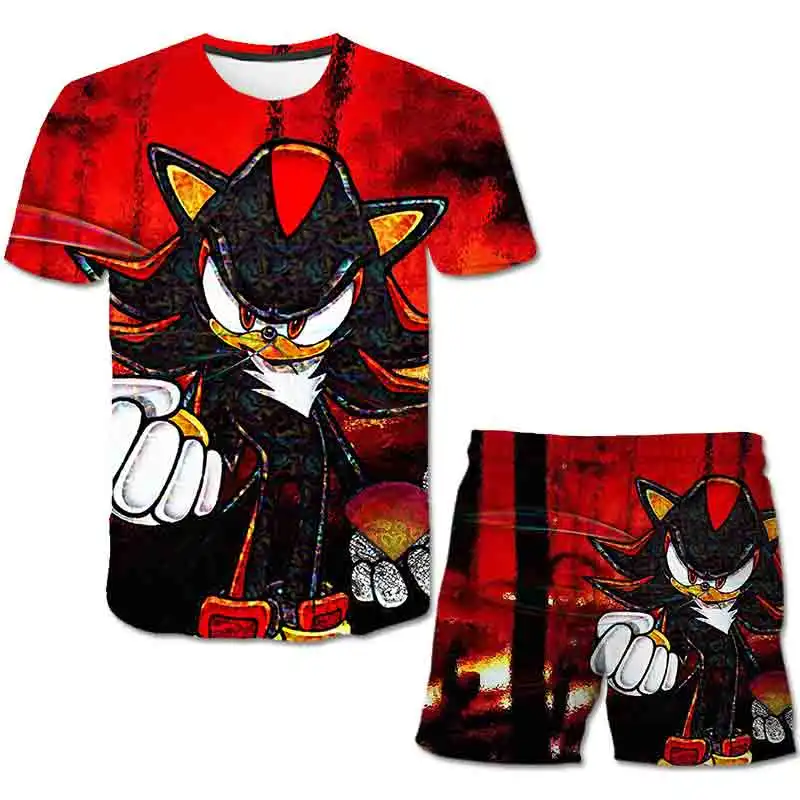 Vasaros Sonic 3d Spausdinimo Kostiumai Bamblys Merginos Rinkiniai Top+shorts 2vnt Rinkiniai Sportinis Kostiumas Baby Vaikų Drabužių Rinkiniai Berniukų Drabužiai, Marškinėliai 0