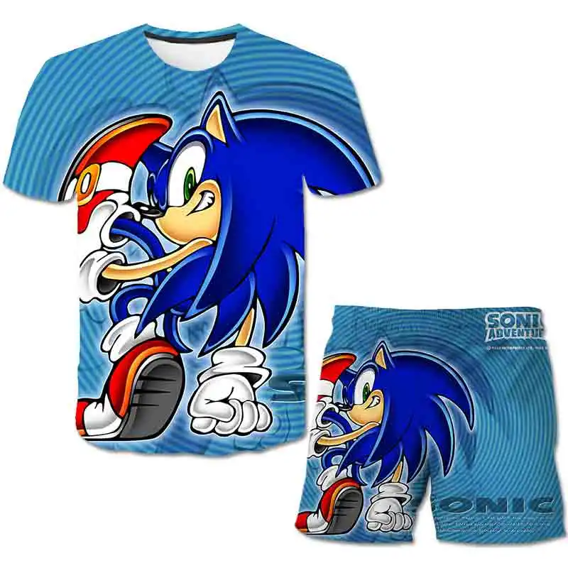 Vasaros Sonic 3d Spausdinimo Kostiumai Bamblys Merginos Rinkiniai Top+shorts 2vnt Rinkiniai Sportinis Kostiumas Baby Vaikų Drabužių Rinkiniai Berniukų Drabužiai, Marškinėliai 3
