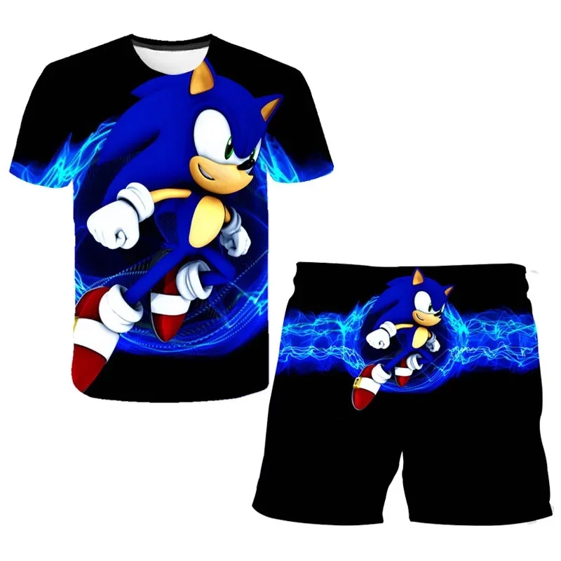 Vasaros Sonic 3d Spausdinimo Kostiumai Bamblys Merginos Rinkiniai Top+shorts 2vnt Rinkiniai Sportinis Kostiumas Baby Vaikų Drabužių Rinkiniai Berniukų Drabužiai, Marškinėliai 5