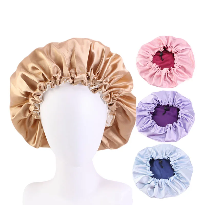Naujas kieto moterų grožio satino, šilko skrybėlių mados dėmes šilko ponios naktį bžūp galvos skrybėlę, plaukų vyniojimo priedai wholesaleSP023 0