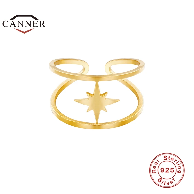 CANNER 925 Sterlingas Sidabro, paauksuoti Reguliuojamas Žiedo Moterų Retro Prabanga Pirštu, Vestuviniai Žiedai, Sužadėtuvių Papuošalai anillos 2