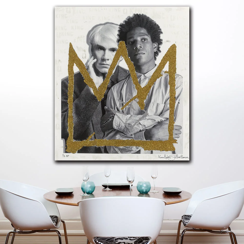 Sienos Nuotraukas Kambarį Andy Warholas Didelis Aukso Ir Mažosios Silve Karūna Spausdinti Drobė Meno Namų Dekoro Šiuolaikinės Mados Drobės Plakatas 4