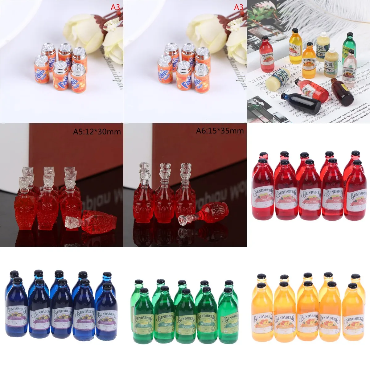 Naujas 6/10vnt 1:12 Miniatiūriniai Lėlių Grietinėlės Gėrimai Buteliuose Modelis Lėlės Virtuvės Maisto 1