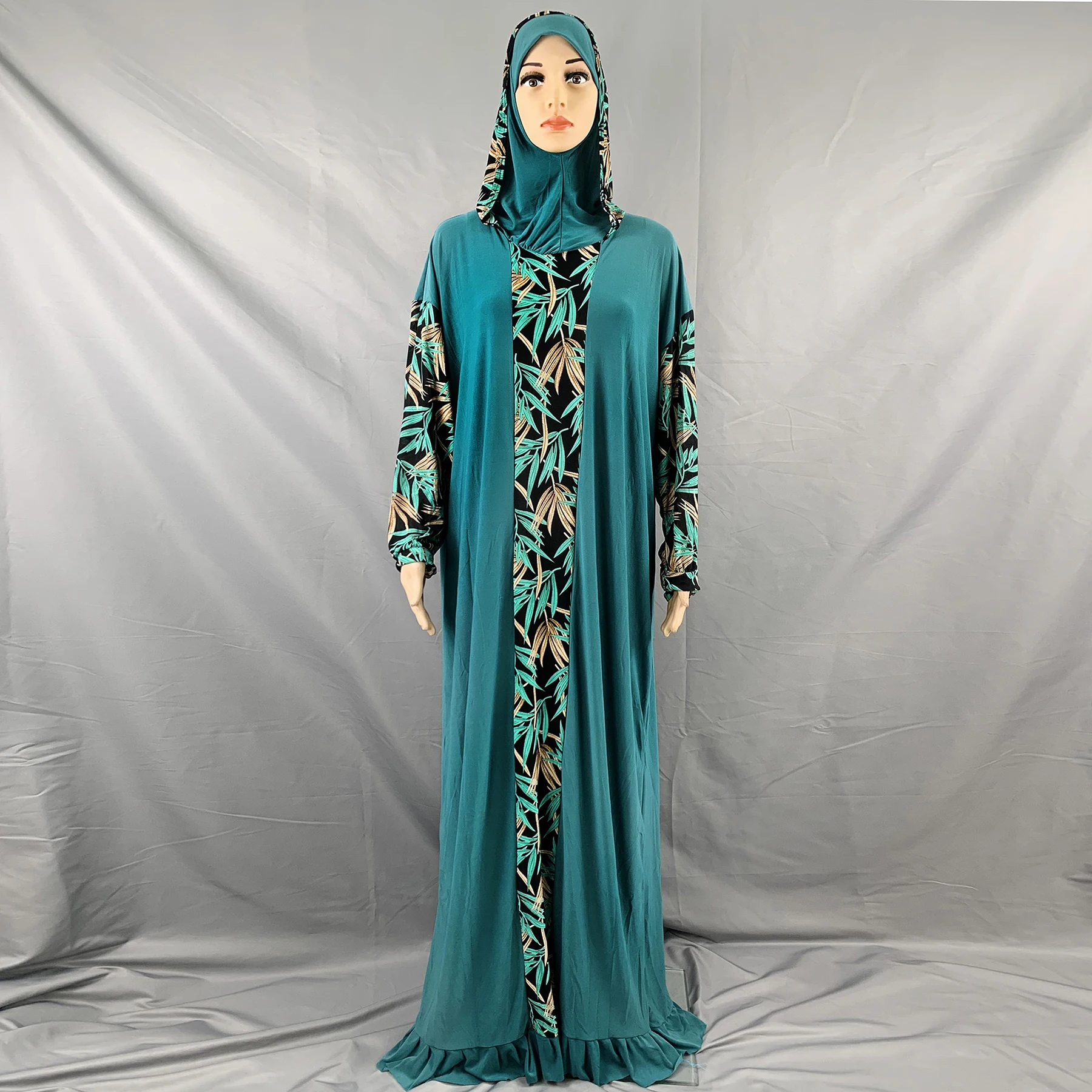 1 vnt Hijab Kaftan Plius Dydis Malda Abaja Islamo Suknelės Musulmonų Moteriška Ilga Suknelė Arabija Dubajus Turbaną Afrikos Jilbab Burqa 0