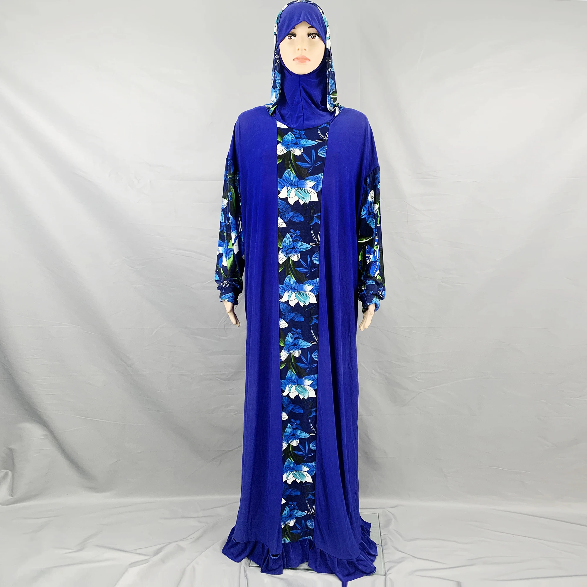 1 vnt Hijab Kaftan Plius Dydis Malda Abaja Islamo Suknelės Musulmonų Moteriška Ilga Suknelė Arabija Dubajus Turbaną Afrikos Jilbab Burqa 1