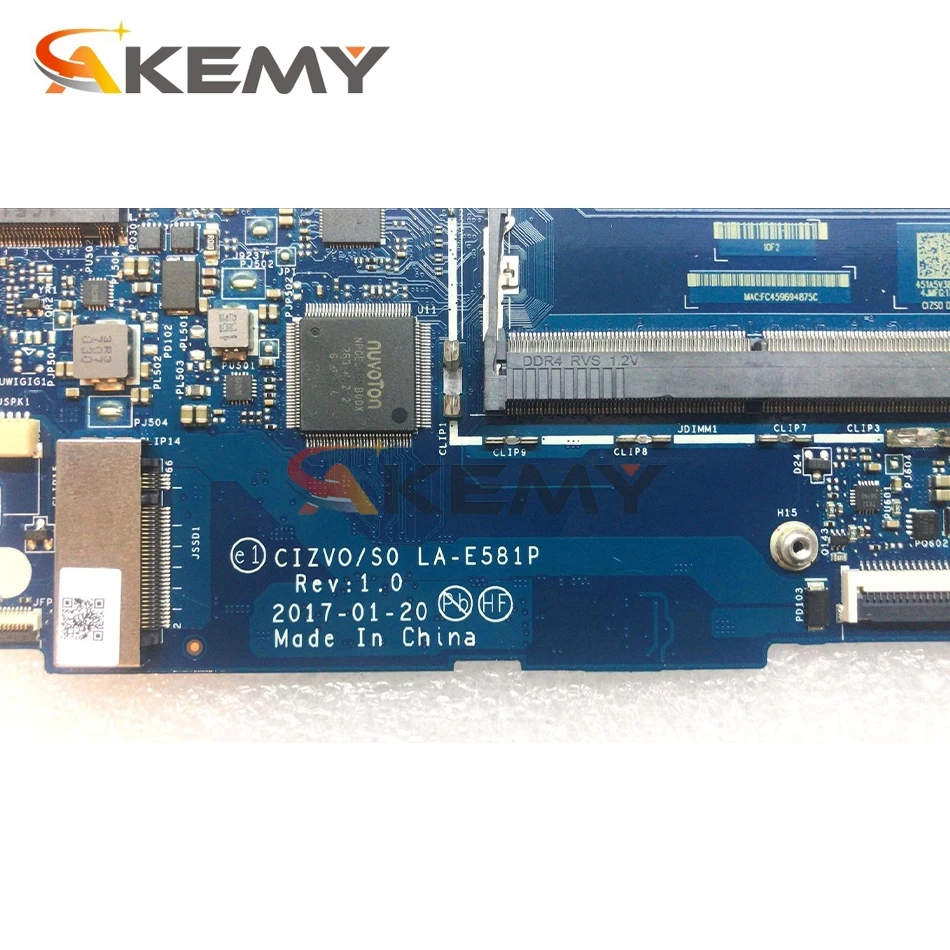 Akemy LA-E581P Plokštė Lenovo Ideapad 720S-14IKB Nešiojamojo kompiuterio pagrindinė Plokštė CPU I5 7200U DDR4 GTX940M GPU 2G Testas 3