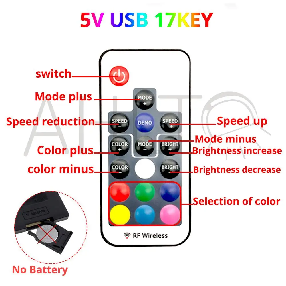 USB Led Juostelės Žibintai Volt RGB USB IR Nuotolinio valdymo pultelis DC 5V LED Šviesos Juostelės 17 Mygtuką Nuotolinio Belaidžio už Sienos Lempos Rgb Valdiklis 5