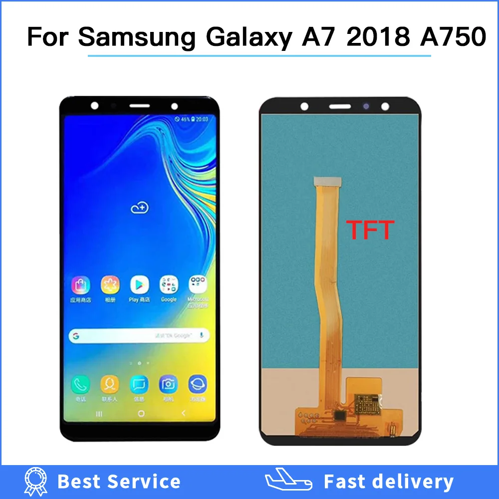 Galima reguliuoti ryškumą LCD Samsung Galaxy A7 2018 M. 2016 m. 2017 A750 A720 A710 LCD Ekranas Jutiklinis Ekranas skaitmeninis keitiklis Asamblėjos +Įrankiai 2