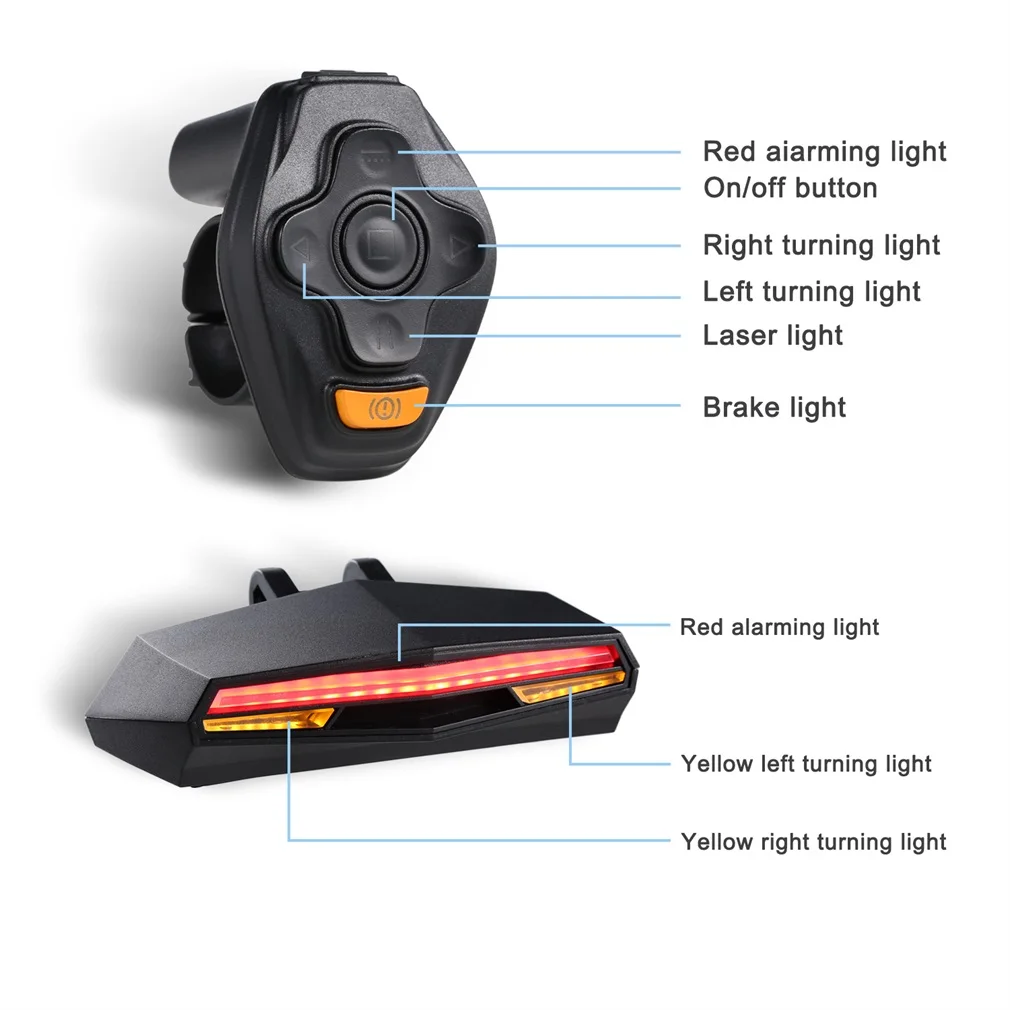 ABS Smart Galiniai Lazerio Dviračio Žibintas, Dviračio Lempa LED USB Įkrovimo Belaidžio Nuotolinio valdymo Tekinimo Kontrolės Dviračių Bycicle Šviesos 4