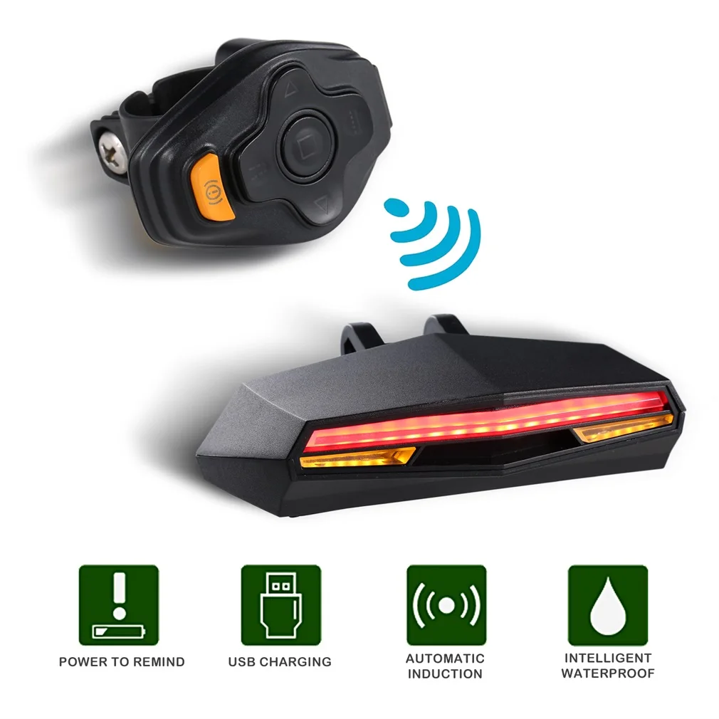 ABS Smart Galiniai Lazerio Dviračio Žibintas, Dviračio Lempa LED USB Įkrovimo Belaidžio Nuotolinio valdymo Tekinimo Kontrolės Dviračių Bycicle Šviesos 5