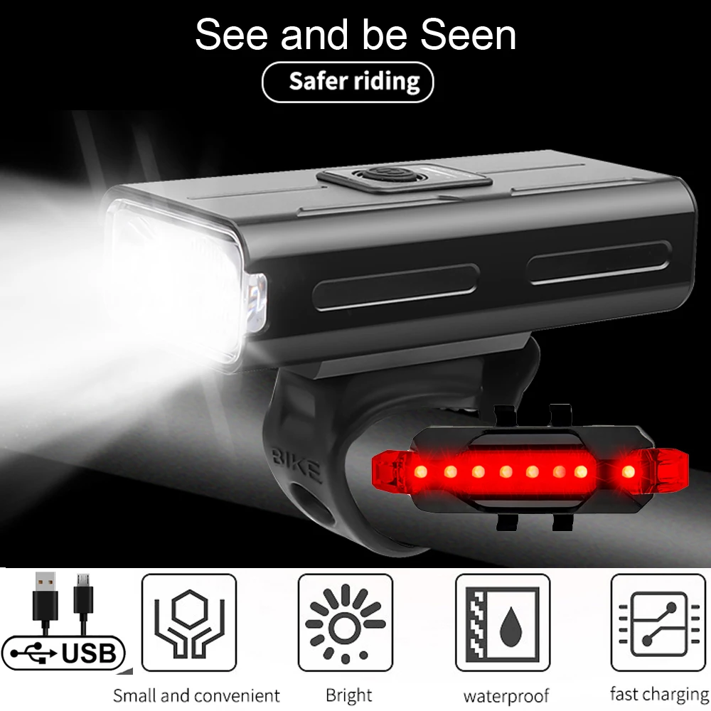 Dviračio Šviesos Rainproof USB Įkrovimo LED 1200 Liumenų MTB Priekinis Žibintas priekinis žibintas Aliuminio Ultralight Žibintuvėlis Dviračio Šviesos 3