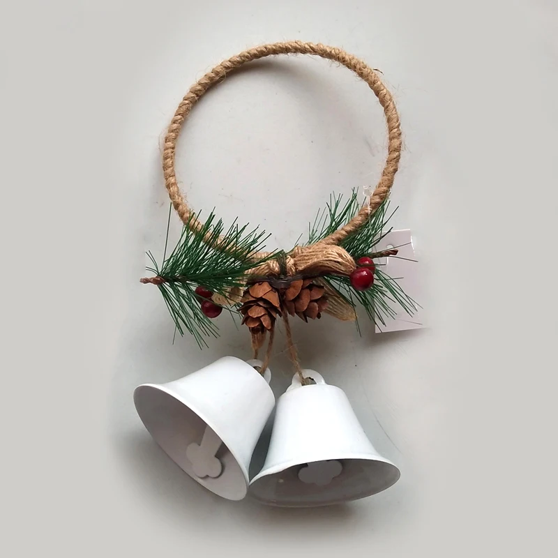 Kalėdų Varpai Apdaila su Lino Žiedas Metalo Kaimiškas Varpas Kabo buities reikmėms Kalėdų Medžio Duris, Apdailos RT88 1