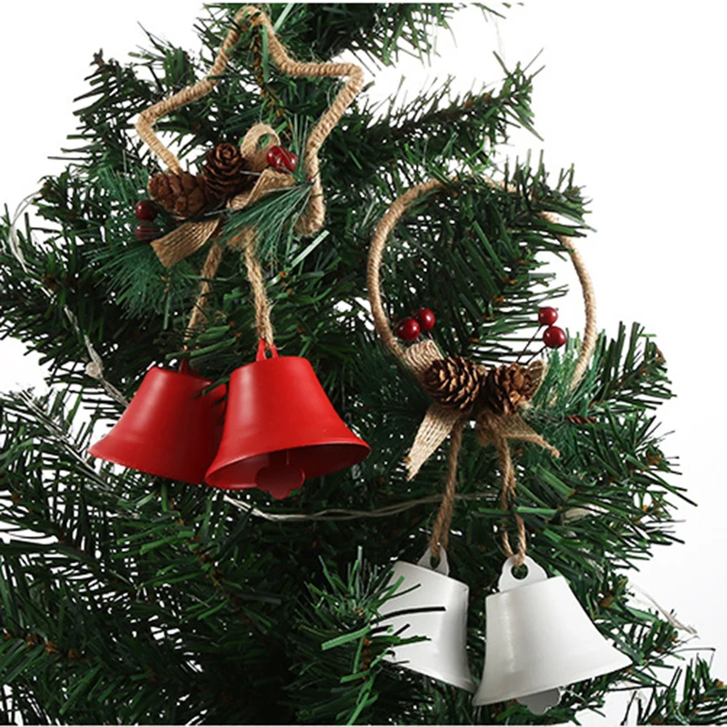 Kalėdų Varpai Apdaila su Lino Žiedas Metalo Kaimiškas Varpas Kabo buities reikmėms Kalėdų Medžio Duris, Apdailos RT88 5