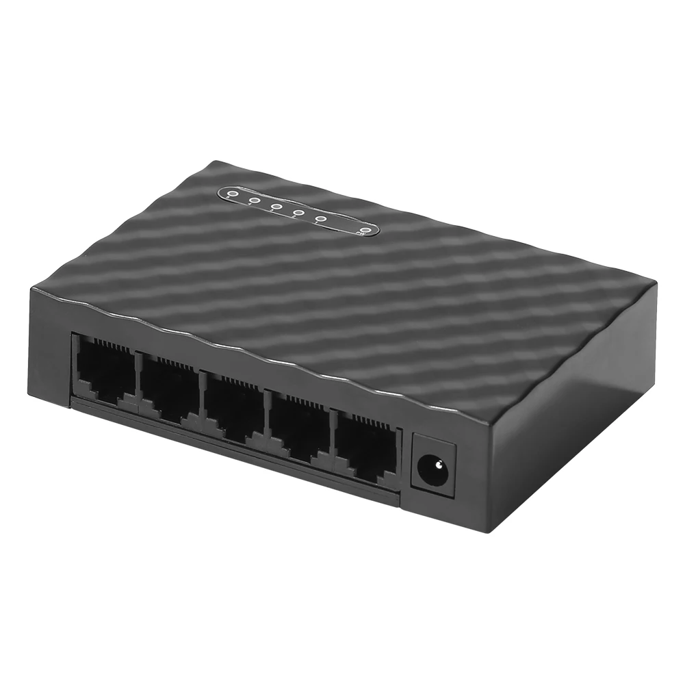 1PC 5 Port Gigabit Switch 10/100/1000Mbps RJ45 LAN Ethernet Greitai Darbalaukio Tinklo Perjungimo Hub Perstūmimo Su ES/JAV Maitinimo Adapteris 2