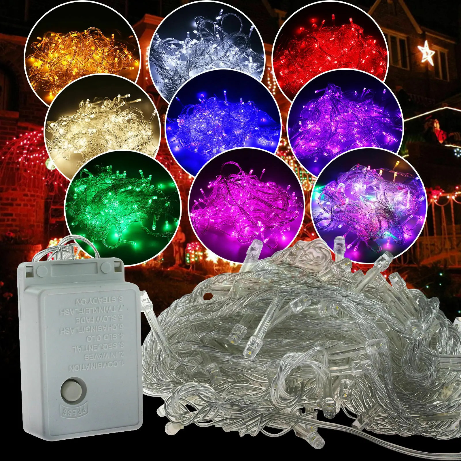 10M LED Pasakų String Šviesos Daugiaspalvis Girliandą 100 LED Karoliukai Lauko Vandeniui Atostogų Šalis, Kalėdų Eglutės Puošimas AC 110V, 220V 2