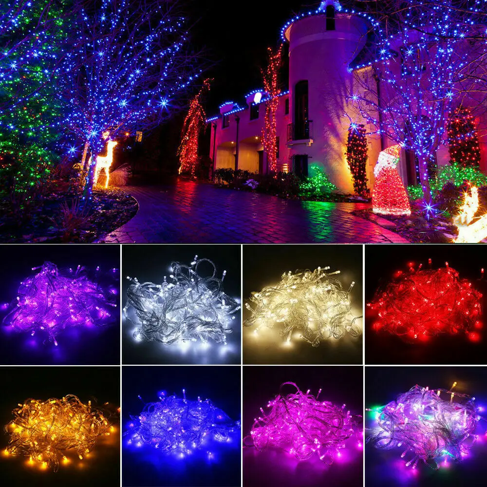 10M LED Pasakų String Šviesos Daugiaspalvis Girliandą 100 LED Karoliukai Lauko Vandeniui Atostogų Šalis, Kalėdų Eglutės Puošimas AC 110V, 220V 5