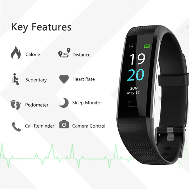 Fitness Tracker Aktyvumo Seklys laikrodis su Širdies ritmo Monitorius, Pedometer IP68 Miego Stebėti, Žingsnis Kovos už moterų vyrų 0