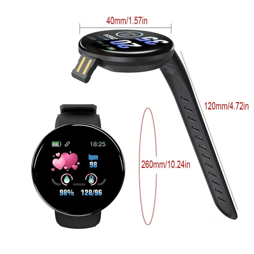 Karšto Smart Watch Širdies ritmo Monitorius Kraujo Spaudimas Smartwatch Žiūrėti Vandeniui Sport Fitness Tracker Žiūrėti D18 Reloj inteligente 2