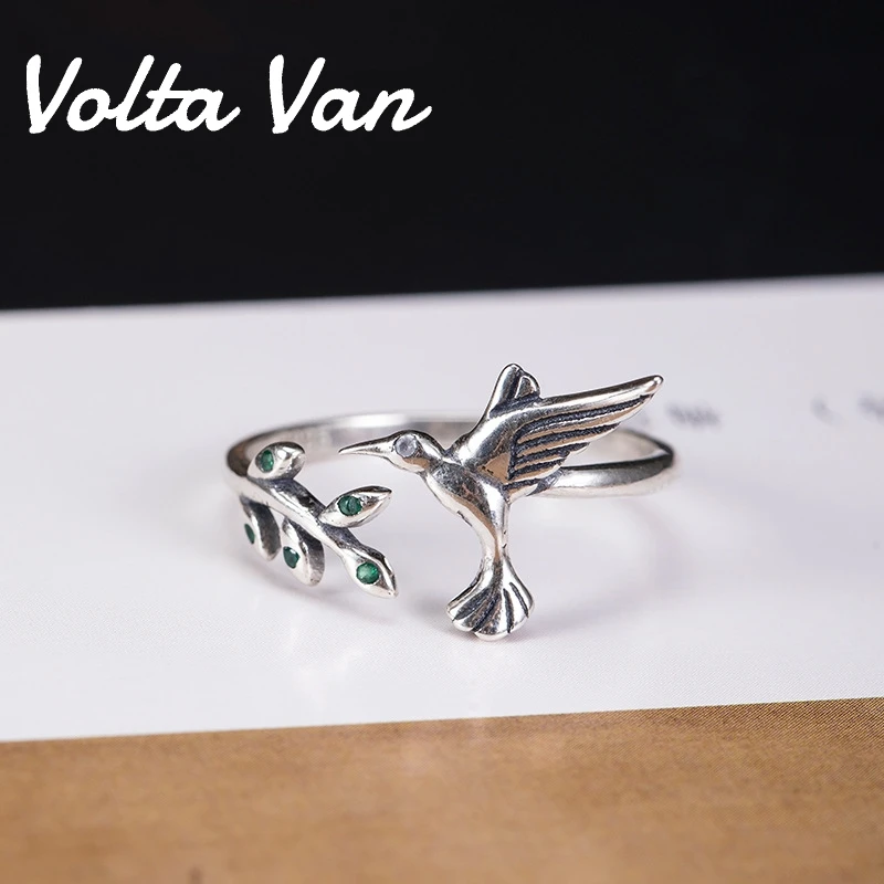 Volta Van Moterų Žiedai 925 Sterlingas Sidabro Cirkonis Fine Jewelry 2021 Naujas Hummingbird Madinga, Elegantiška Trumpa Atidarymo Dizaino Žiedai 3
