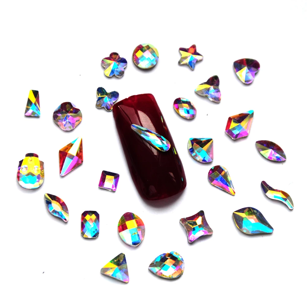 20PCS Atsitiktiniai Nagų Cirkonio Kristalų Masės butas kristalų nereguliarus deimantų 3D Manikiūro, Nagų Dailės Apdailos Pakabukai Papuošalai 3