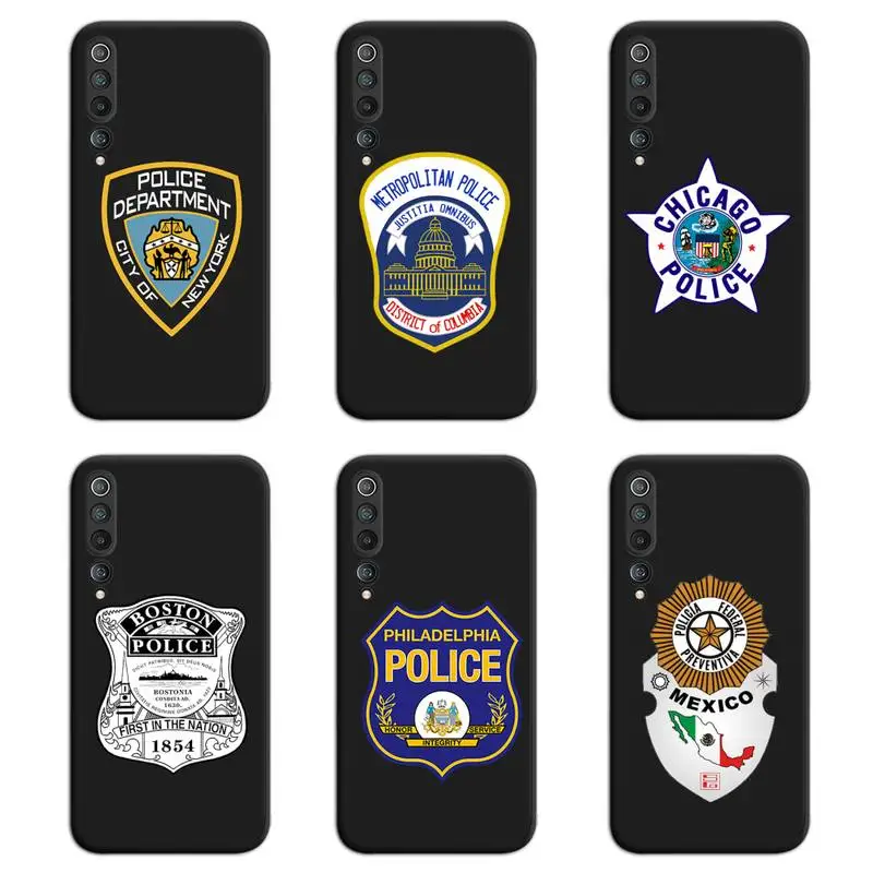 Top 10 JAV miestų policijos ženklelį logotipas Telefoną Atveju Xiaomi Mi-10 Pastaba Lite Mi 9T Pro xiaomi 10 CC9 9SE 1