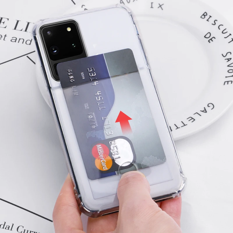 Skaidrus kortelės case For Samsung Galaxy S20 S20 ultra A51 A71 S9 S10 Note10 S10E A30 A50 A70 atsparus smūgiams Minkšto Silikono Atveju 3