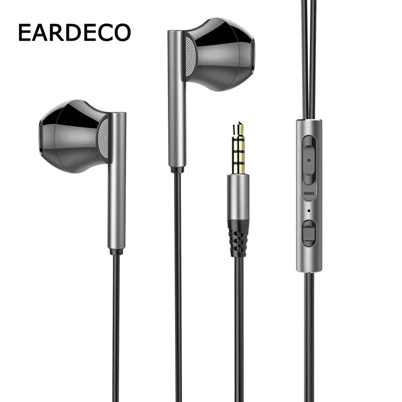 EARDECO Įvairiakryptė Stereo Laidinio Ausinės Bass Mobiliojo Telefono Ausines 3,5 mm Ausinių Muzikos laisvų Rankų įranga Dinaminių Ausinių Mic 2
