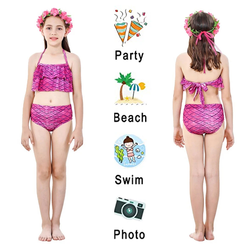 Vaikai Undinėlės Uodegos monofin Undinė maudymosi kostiumėlį Merginos Suknelė, Kostiumas Cosplay Paplūdimio Undinė Dekoro Karoliai Baseinas Šalis 0