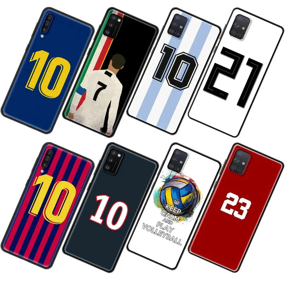 Futbolo Skaičius 10 Case for Samsung Galaxy A50 A51 A70 A71 A10 A20 A30 A40 A11 A21s A31 A41 TPU Minkštas Telefono Atvejais Dangtis 2