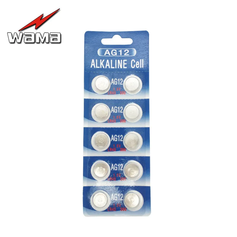 10x Wama AG12 LR43 386 301 1,5 V Alkaline Button Cell Monetos Baterija Didmeniniams Vienkartiniai Skaičiuoklė Žaislai 1