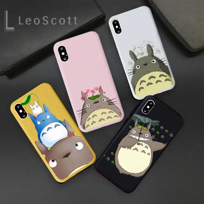 Hayao Miyazaki Totoro Animacija padengti Telefono dėklas Saldainiai Spalvos iPhone 6 7 8 11 12-os mini pro X XS XR MAX Plus 4