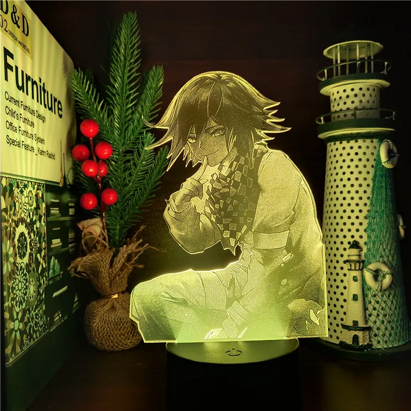 Paveikslas Šviesos Danganronpa Kokichi Oma 3D LED ANIME LEMPOS pagrindiniai kištukiniai naktinių lempų lizdai Vaizdo Apšvietimas Lampara Led Namų Dekoro Kalėdų Dovana 5
