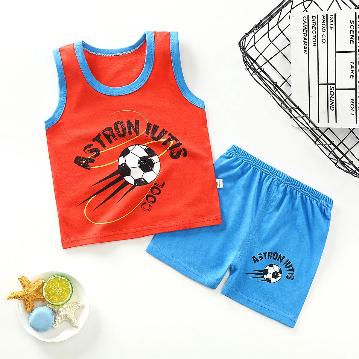 Vasaros Medvilnės Baby Rinkiniai, Laisvalaikio rankovių Berniukas T-marškinėliai + Šortai Rinkiniai Vaikiška Apranga Berniuko Drabužių rinkinys 1