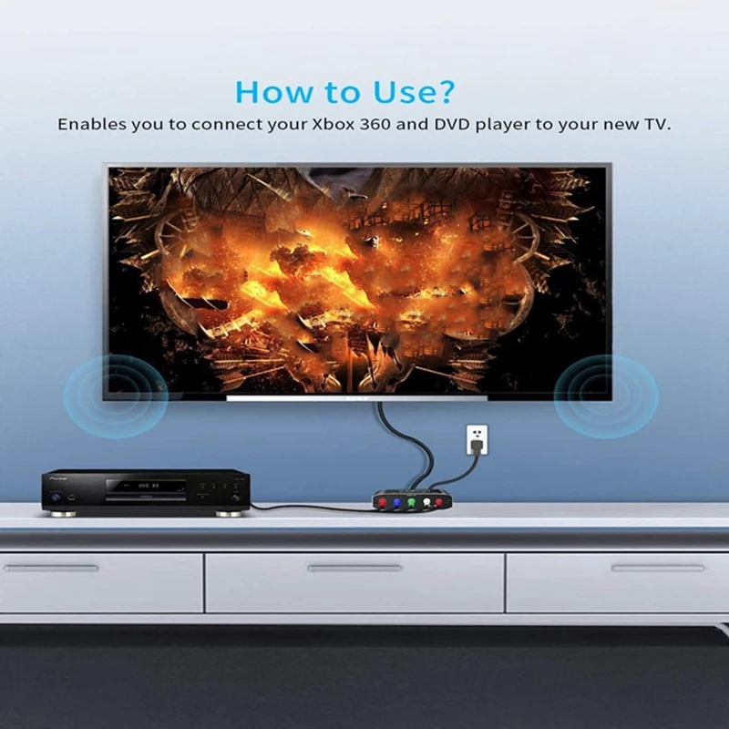 Populiariausi Pasiūlymai YPbPr į HDMI Konverteris 5RCA RGB HDMI Konverteris, Vaizdo Garso Adapteris DVD PSP PS2 N64 prie HDTV Monitoriaus 3