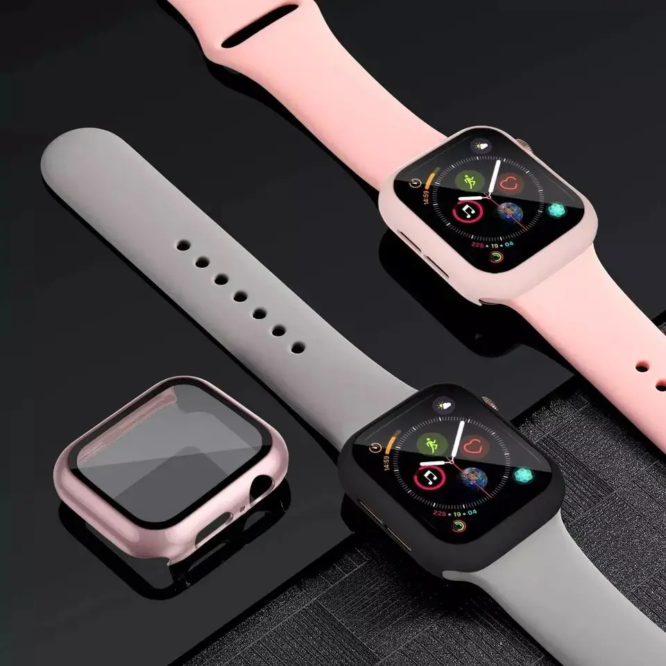 Stiklas+Case+Dirželis Apple Žiūrėti juosta 40mm 44mm 38mm 42mm Silikono smartwatch watchband apyrankę iWatch serijos 3 4 5 6 se juosta 4