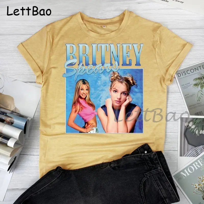 Britney Spears Gražių Nuotraukų Moterų Nauja Vasaros T-shirt Hipster Medvilnės Atsitiktinis Marškinėlius Vyrų Harajuku trumpomis Rankovėmis Viršūnes Tee S-2XL 1