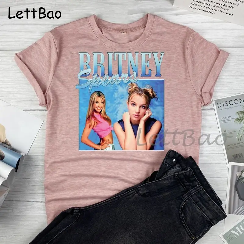 Britney Spears Gražių Nuotraukų Moterų Nauja Vasaros T-shirt Hipster Medvilnės Atsitiktinis Marškinėlius Vyrų Harajuku trumpomis Rankovėmis Viršūnes Tee S-2XL 2