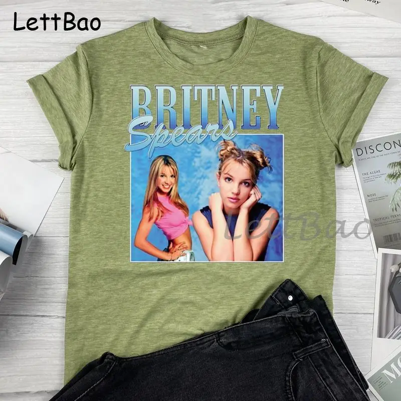Britney Spears Gražių Nuotraukų Moterų Nauja Vasaros T-shirt Hipster Medvilnės Atsitiktinis Marškinėlius Vyrų Harajuku trumpomis Rankovėmis Viršūnes Tee S-2XL 4