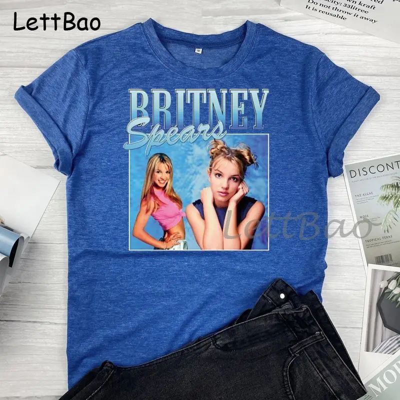 Britney Spears Gražių Nuotraukų Moterų Nauja Vasaros T-shirt Hipster Medvilnės Atsitiktinis Marškinėlius Vyrų Harajuku trumpomis Rankovėmis Viršūnes Tee S-2XL 5
