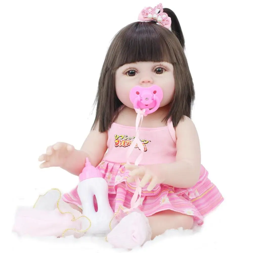 53cm Reborn Baby Doll Visą Silikono Tikroviška Kūdikių Lėlės, Imitavimo Partneris Žaislai Gali Gerti Vandens, Gali Tualetą 3