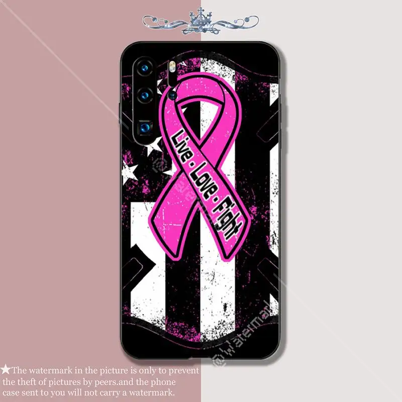 Mergina Krūties Vėžio, Rožinis Kaspinas, Telefono Dėklas Atvejais Huawei P 20 30 40 Lite P 20 30 40 Pro P Smart Z 2019 Silikono Funda Coque 0