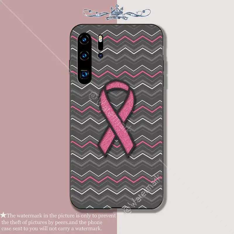 Mergina Krūties Vėžio, Rožinis Kaspinas, Telefono Dėklas Atvejais Huawei P 20 30 40 Lite P 20 30 40 Pro P Smart Z 2019 Silikono Funda Coque 1