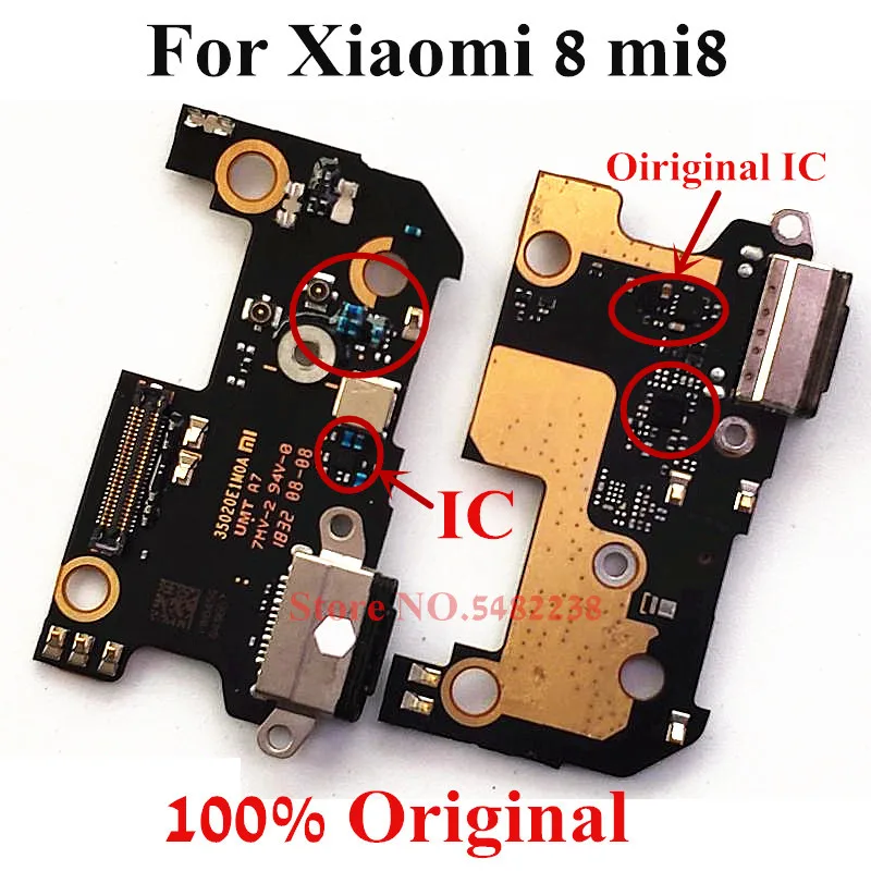 Originalus USB Įkrovimo lizdas Dokas Flex kabelis Xiaomi 8 mi8 M8 Įkroviklio kištuko Jungtis lenta su Mikrofonu Pakeitimo 1