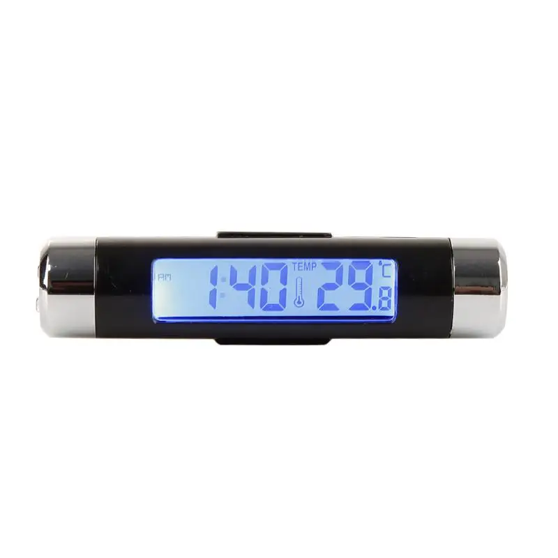 1PC Clip-on Blue Backlight LCD 2In1 Oro Angos Automobilių Laikrodis Kalendorius Automobilių Laikrodis Skaitmeninis Automobilių Termometras 5
