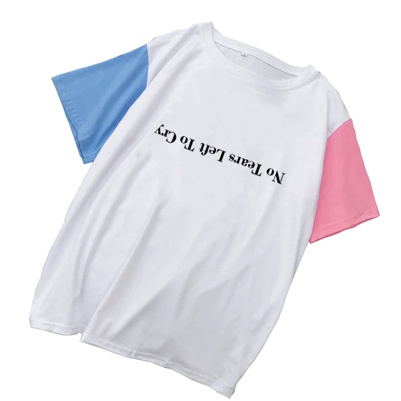 Jokių Ašarų Kairėje Verkti, Ariana Grande spausdinti marškinėlius Moterų mados Spalvos Bloką Kratinys t-shirt vasaros Tumblr t marškinėliai topai Tee 0