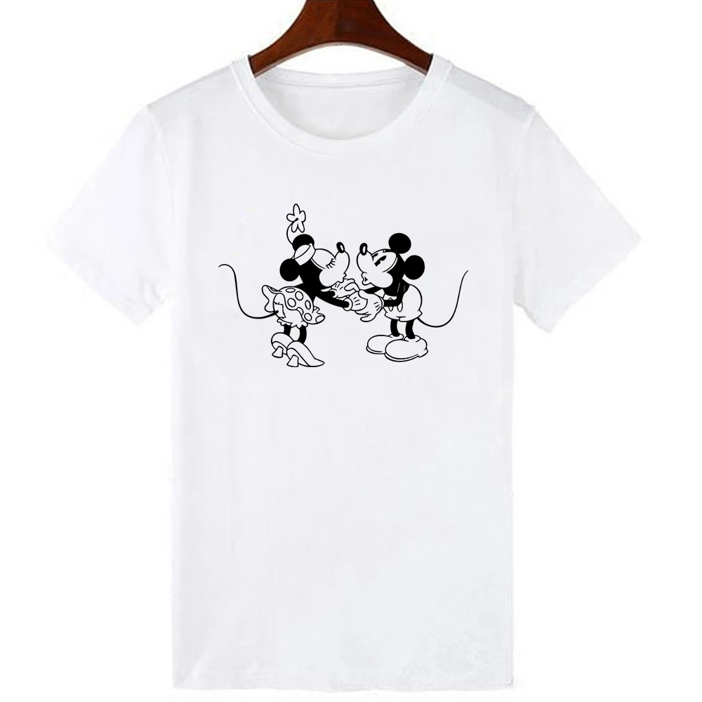 Ką TIK VEDĘS Laišką Mickey Minnie Spausdinti Marškinėliai Mados Vasaros Moterų marškinėliai Klasikinis Anime Juokinga Harajuku Streetwear Marškinėlius 0